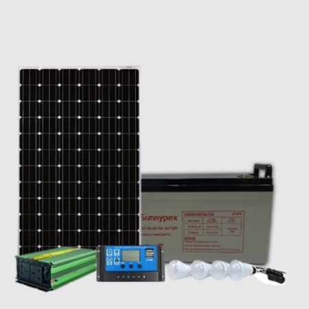 Sunnypex Solar Fullkit 120w Solar Panel + 100AH Battery + 300w Inverter + 10 Amp Controller + 4 Bulbs