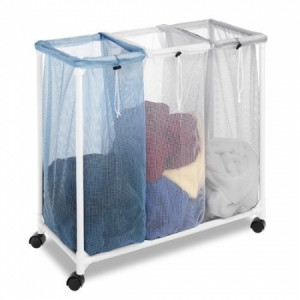 Triple laundry basket with wheels