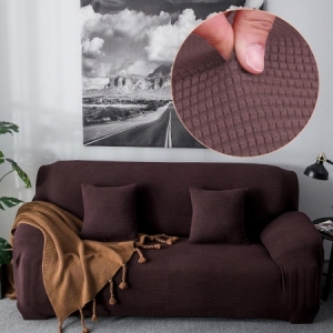 Brown stretchable 2 seater sofa cover