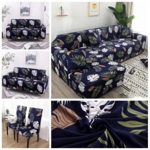 Flowered white and blue sofa covers
