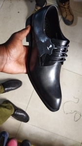 Black laced leather official shoes