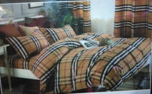 Brown Striped pure cotton duvet cover One bedsheet Four pillowcases(a Cover not duvet)