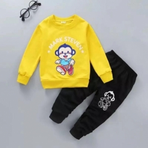 Yellow and Black Boy Clothing Set Kids sweatshirt plus sweat pants