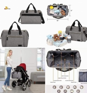 2 in 1 Baby Change Bag, Large Nappy Bag with Pad and Insulated Pocket