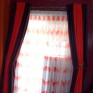 3pc 1.5m by 1.5m curtain, 2m shear Fashionable orange and black Curtain