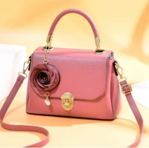 Pink PU Leather Tote Handbag For Ladies
