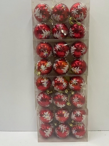 6pc Red Christmas tree decoration balls with glitters