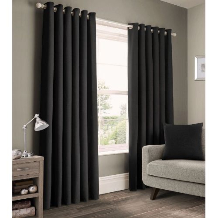 3pc 1.5m by 1.5m curtain, 2m sheer  eyelet design cool Black