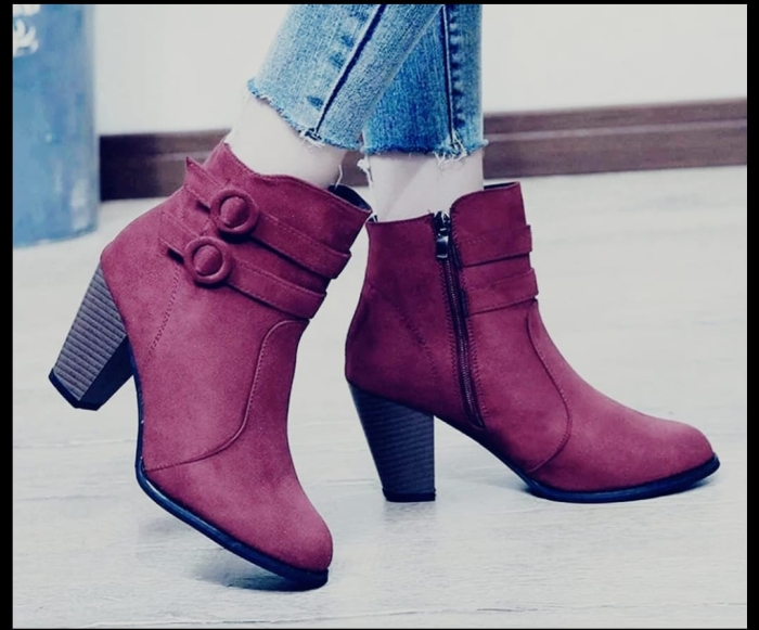 super dark red high heel fancy boots 