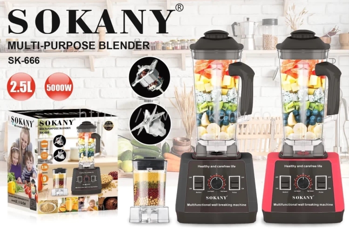 Sokany Commercial Multipurpose Blender 5000W 2.5Liter Capacity