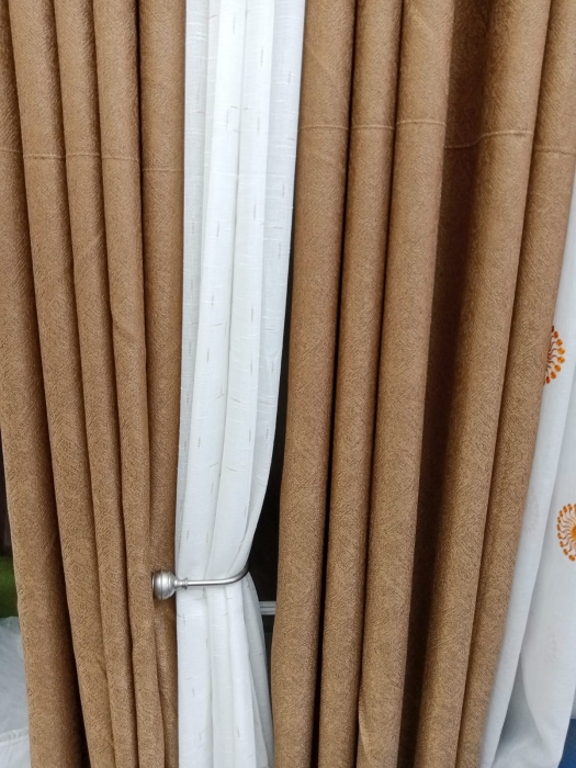 3pc 1.5m by 1.5m curtain, 2m sheer eyelet design brown Curtain