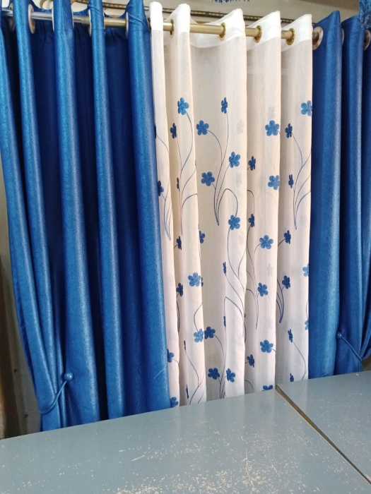 3pc 1.5m by 1.5m curtain, 2m shear blue long curtains