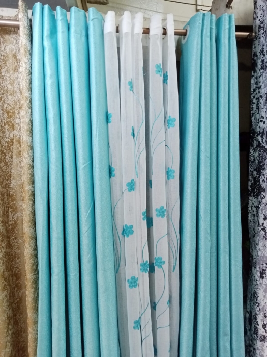 3pc 1.5m by 1.5m curtain, 2m shear Fashionable Aqua Curtain