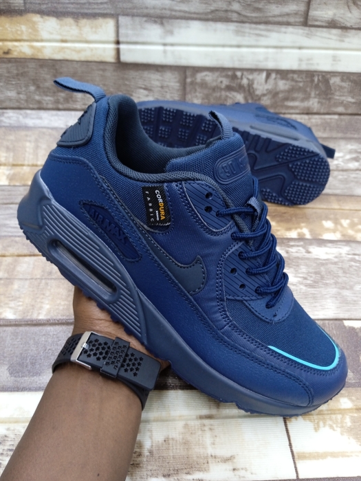 AIR MAX 90 NRG LAHAR ESCAPE Navy blue Mens sneakers running shoes made with a mostly leather upper and fitted with a rubber sole for traction and comfort Sizes 40-45