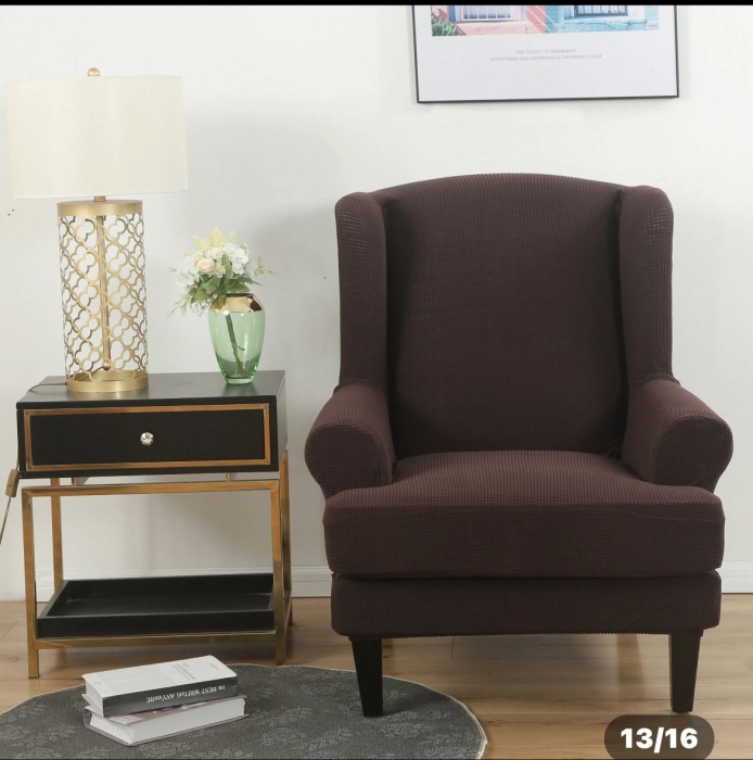 Luxurious stretchable Chocolate wing chair cover Slip Covers without Cushion covers quality seat covers Superior fabric Fits any size wing chair cover Stays in place Easy installation Machine washable