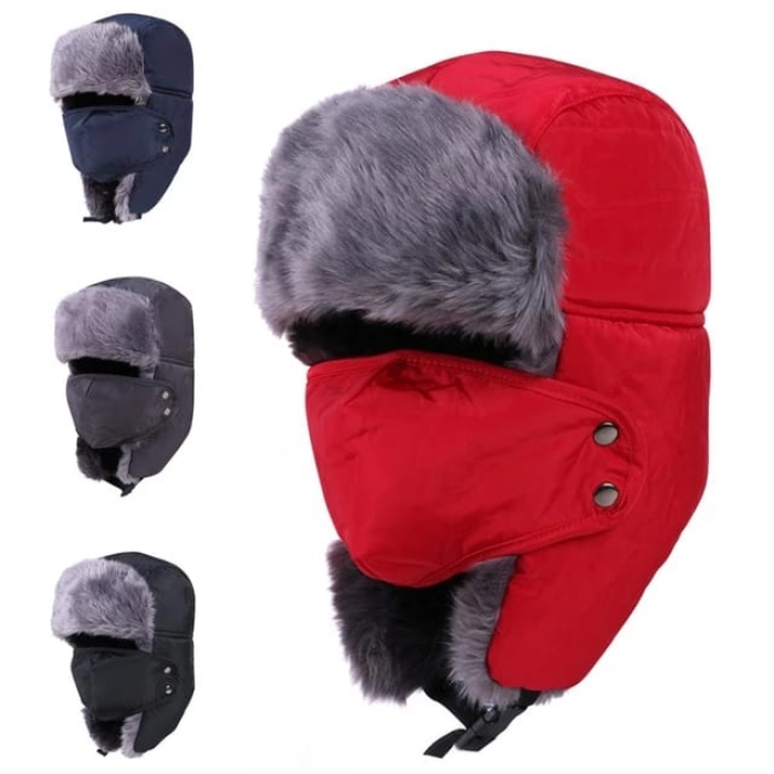 Protection Neck Thicken Riding Adult Hat Winter Solid and Warm Windproof Outdoor Hats Fleece Lined Ball Cap