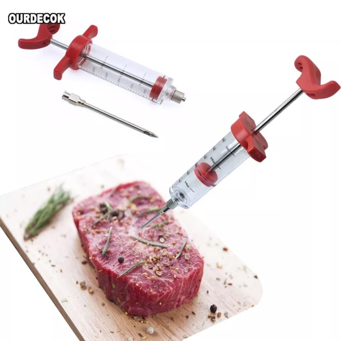  BBQ Meat Syringe Marinade Injector with Stainless Steel Needles Turkey Chicken Syringe Sauce Injection Kitchen Tools Accessorie