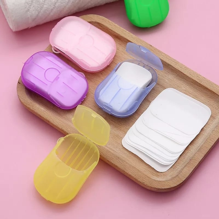 50Pcs Disposable Soap Paper Travel Soap Paper  Easy Washing Hand Disinfecting Soap Paper Bath Soap Flakes Mini Cleaning Paper Travel Convenient Disposable Scented Slice Home
