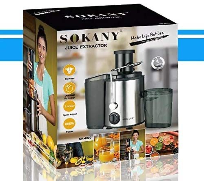 Quality SOKANY Stainless Steel Juice Extractor, Home leader Juice Extractor For 2 Speed, 800W, Centrifugal Juicer Machine With wide Mouth For Fruits & Vegetable, Non-slip Feet