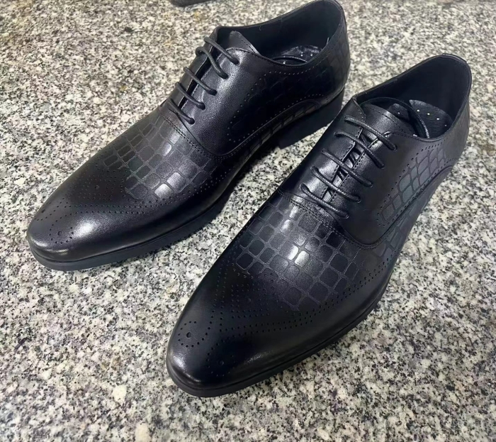 Dependable Men Official Shoes Black embossed Leather Shoes Laced Official Boots rubber sole and a leather upper For durability, Wedding Shoes size 39 to 45