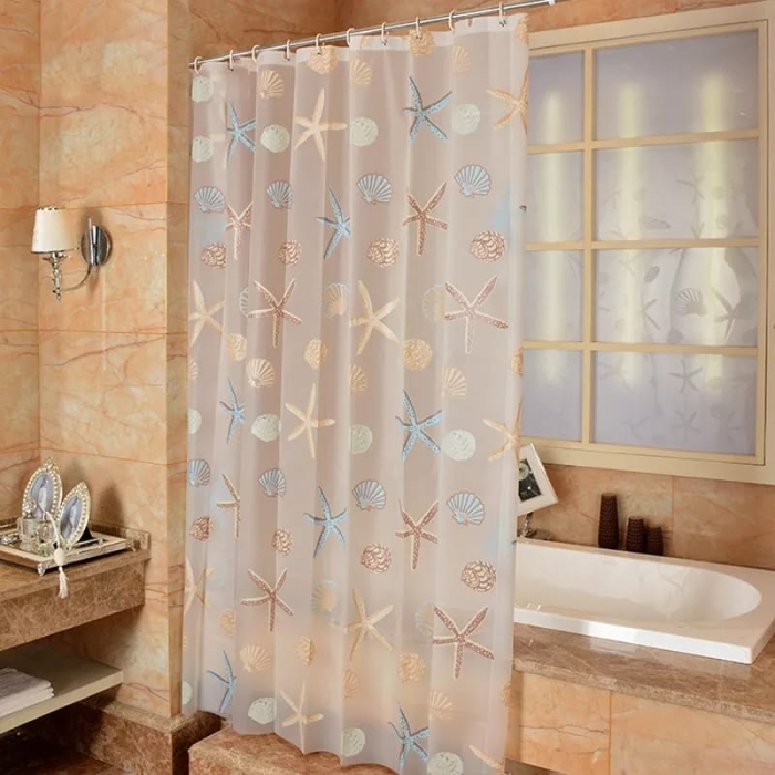 Buy latest Class And Elegance Waterproof Sea Star Theme Pattern Shower Curtain Liner Waterproof, PEVA Bathroom Curtain Mildew Resistant with Rustproof Metal Grommets, Standard Size (48X72-inch, Clear)