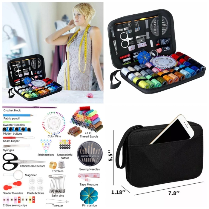 New bigger 126pcs Portable sewing machine set,Material: Canvas case+ Stainless Steel.    with a storage Case