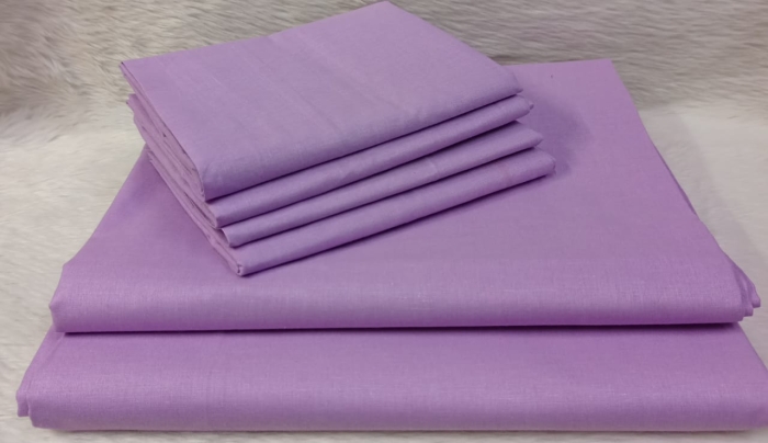 7*8  plain bedsheets cotton  with 4 pillowcases [PURPLE]