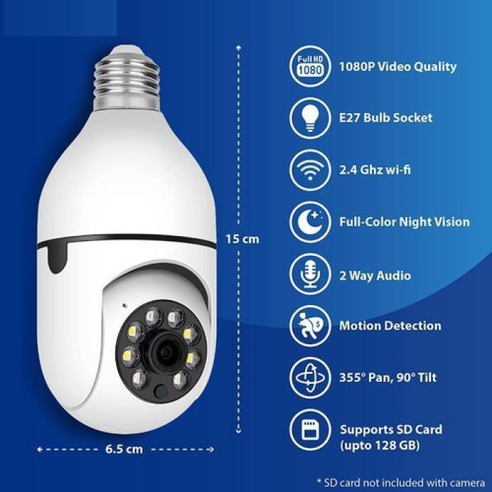 Quality Generic CCTV Bulb Camera WiFi 1080P Bulb Camera 360 Degree with Motion detection 