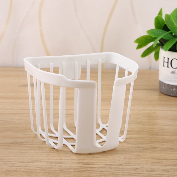 Toilet Roll Holder Wall-mounted Toilet Paper Holder Circular Perforated Self-adhesive Tissue Box Storage Rack Kitchen Roll Holder (Color : WHITE)