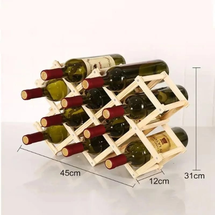 Wooden Wine Rack, Foldable Wine Storage Organizer 10 Slot Foldable Wine Rack Table Free Standing Bottle Racks Foldable Wine Shelves for Home Kitchen Bar (Color : B)