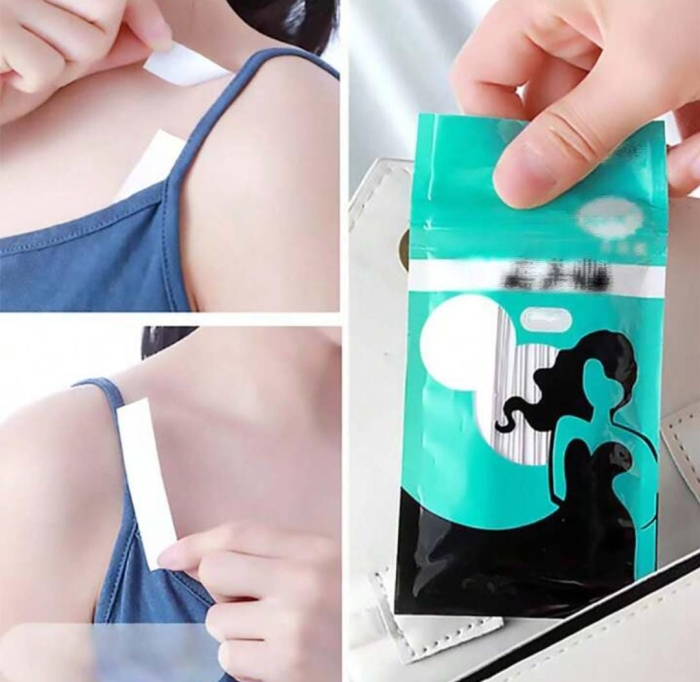 36pcs Anti-Slip Transparent Shoulder Strap Concealing & No Tracing Double-Sided Adhesive Tape For Clothing