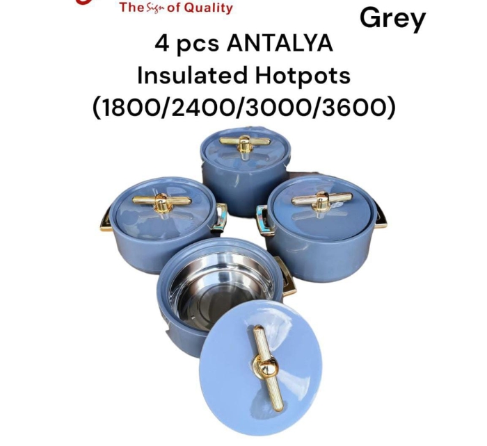 4 pcs ANTALYA Insulated Hotpots (1800/2400/3000/3600) Grey