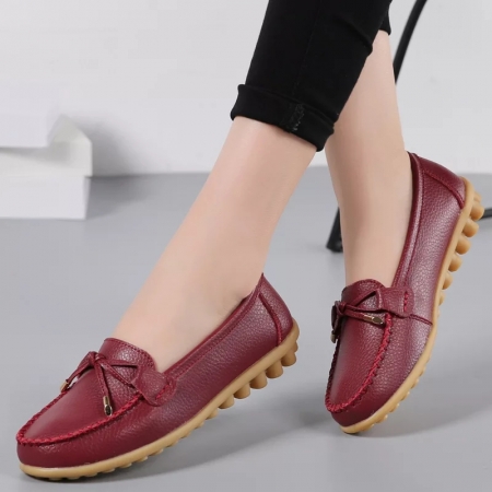 Maroon female ballet flat shoes