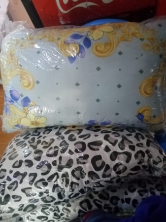 sky blue super soft floral fiber pillow