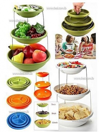 3 Tier Collapsible Veg Snack Fruit Party Bowl 