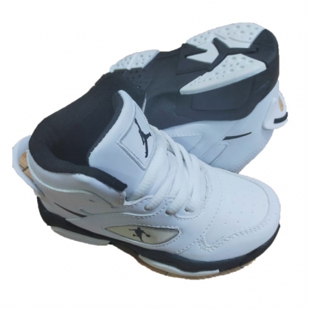 white with grey jordan sport shoes for kids