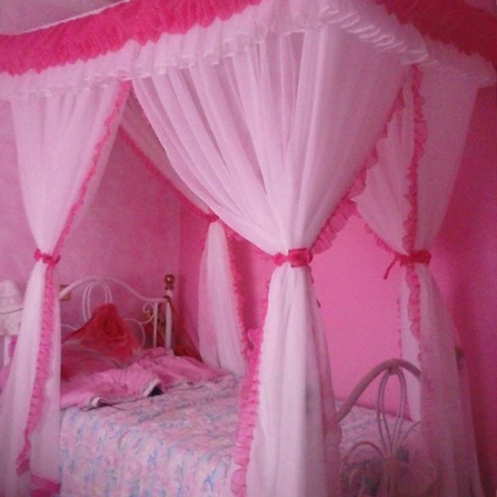 Suspended Pink Mosquito Net