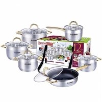 Order Top of the Range Bohminox set 12pc heavy duty non stick cookware with glass lids and gold coloured handles Made in Germany Experience Quality Bominox