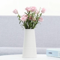 White antique stripped flower vase
