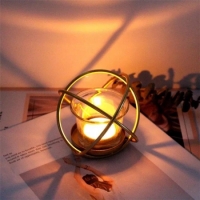 Gold geometric Candle holder 10.5*10.5*8 cm Gold plated iron and glass candle holder