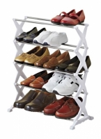 White 5 tier shoe rack made of iron and platic size 71x26x26x68cm
