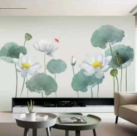 Beautiful Flowers easy to clean  Large 3D Effect Lotus Wall sticker