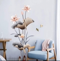 Beautiful easy to clean 3D Effect Lotus wall Sticker