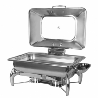 Roll-top Chaffing dish With glass lid Hydrologic lid closure Stainless steel material 
