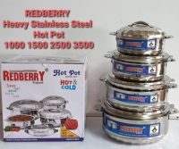 Redberry stainless steel Hotpots 1000, 1500, 2500, 3500ml hot and cold