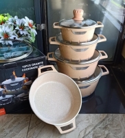 LDENBO 10pcs granite cookware set 5 cooking pots with lids