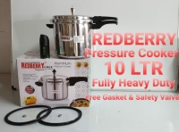 10-litre non-explosive Aluminium redberry pressure cooker with a handle