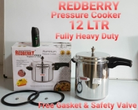 12-litre non-explosive Aluminium redberry pressure cooker with a handle