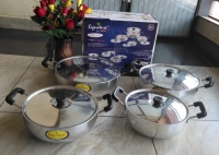 Signature 4pc Aluminum Heavy Duty Karai (Cooking pot) with Cover Size 24, 26, 28, 30cm