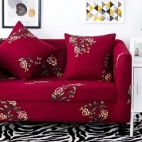 Floral 3 seater maroon sofa cover